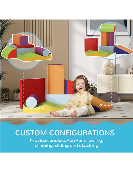 HOMCOM 7 Piece Soft Soft Play Set for Toddlers 1-3 Years, Blue 3D0-006V02MX - pic 112494 | FastDaddyshop