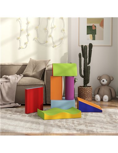 HOMCOM 7 Piece Soft Soft Play Set for Toddlers 1-3 Years, Blue 3D0-006V02MX