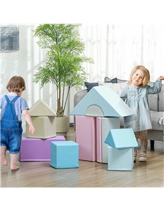 HOMCOM 11-Piece Soft Play Set Kids Foam Blocks, Toys for Climb and Crawl, Blue 3D0-008V02MX 2