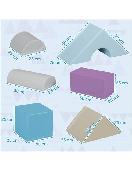 HOMCOM 11-Piece Soft Play Set Kids Foam Blocks, Toys for Climb and Crawl, Blue 3D0-008V02MX - pic 112501 | FastDaddyshop