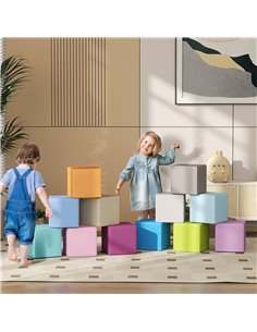 HOMCOM 12 PCs Soft Play Blocks, Soft Foam Toy, Building and Stacking Blocks for Kids, Blue 3D0-003V02MX 2