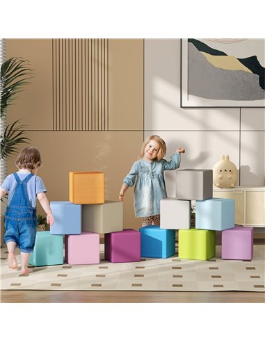 HOMCOM 12 PCs Soft Play Blocks, Soft Foam Toy, Building and Stacking Blocks for Kids, Blue 3D0-003V02MX