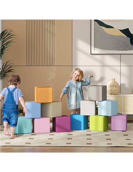 HOMCOM 12 PCs Soft Play Blocks, Soft Foam Toy, Building and Stacking Blocks for Kids, Blue 3D0-003V02MX - pic 112536 | FastDaddyshop