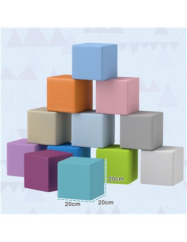 HOMCOM 12 PCs Soft Play Blocks, Soft Foam Toy, Building and Stacking Blocks for Kids, Blue 3D0-003V02MX