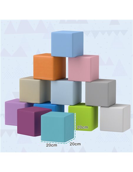 HOMCOM 12 PCs Soft Play Blocks, Soft Foam Toy, Building and Stacking Blocks for Kids, Blue 3D0-003V02MX - pic 112537 | FastDaddyshop
