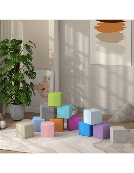 HOMCOM 12 PCs Soft Play Blocks, Soft Foam Toy, Building and Stacking Blocks for Kids, Blue 3D0-003V02MX - pic 112542 | FastDaddyshop