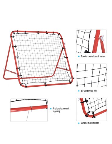HOMCOM Rebounder Net, Practise Kickback Goal, for Teens, Adults Training - Red A62-012