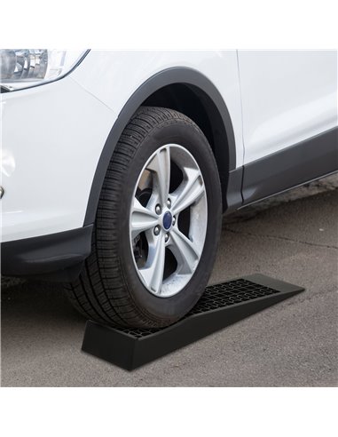 HOMCOM Pair of 2 Low Entrance Plastic Curb Ramps Anti-Slip Surface 3 Ton Capacity Garage Workshop Cars SUVs Small Vans C20-033