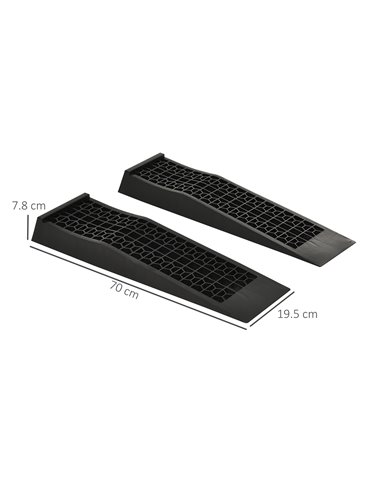 HOMCOM Pair of 2 Low Entrance Plastic Curb Ramps Anti-Slip Surface 3 Ton Capacity Garage Workshop Cars SUVs Small Vans C20-033