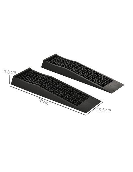 HOMCOM Pair of 2 Low Entrance Plastic Curb Ramps Anti-Slip Surface 3 Ton Capacity Garage Workshop Cars SUVs Small Vans C20-033 - pic 112663 | FastDaddyshop