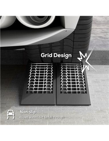 HOMCOM Pair of 2 Low Entrance Plastic Curb Ramps Anti-Slip Surface 3 Ton Capacity Garage Workshop Cars SUVs Small Vans C20-033