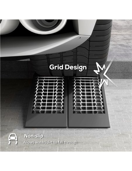 HOMCOM Pair of 2 Low Entrance Plastic Curb Ramps Anti-Slip Surface 3 Ton Capacity Garage Workshop Cars SUVs Small Vans C20-033 - pic 112665 | FastDaddyshop