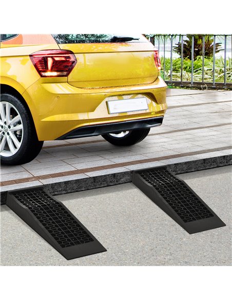 HOMCOM Pair of 2 Low Entrance Plastic Curb Ramps Anti-Slip Surface 3 Ton Capacity Garage Workshop Cars SUVs Small Vans C20-033 - pic 112667 | FastDaddyshop