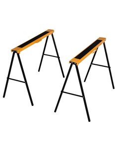 HOMCOM 2PCS Saw Horse Twin Pack Folding Workbench Metal Trestle Stands with Non-slip EVA Surface for Sawing Work Max Load 125kg 