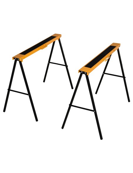 HOMCOM 2PCS Saw Horse Twin Pack Folding Workbench Metal Trestle Stands with Non-slip EVA Surface for Sawing Work Max Load 125kg  - pic 112688 | FastDaddyshop