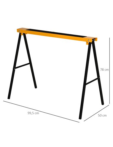 HOMCOM 2PCS Saw Horse Twin Pack Folding Workbench Metal Trestle Stands with Non-slip EVA Surface for Sawing Work Max Load 125kg 