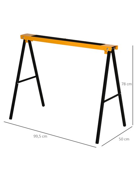 HOMCOM 2PCS Saw Horse Twin Pack Folding Workbench Metal Trestle Stands with Non-slip EVA Surface for Sawing Work Max Load 125kg  - pic 112690 | FastDaddyshop
