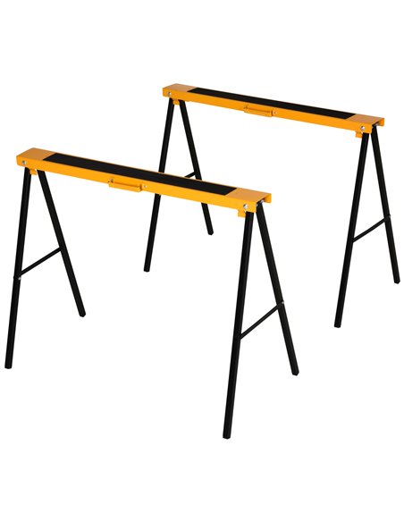 HOMCOM 2PCS Saw Horse Twin Pack Folding Workbench Metal Trestle Stands with Non-slip EVA Surface for Sawing Work Max Load 125kg  - pic 112695 | FastDaddyshop