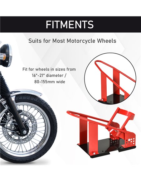 HOMCOM Motorcycle Wheel Chock 8-15.5 cm Metal Motorbike Holder Pre-Drilled Holes For Truck And Trailer AA0-073 - pic 112718 | FastDaddyshop