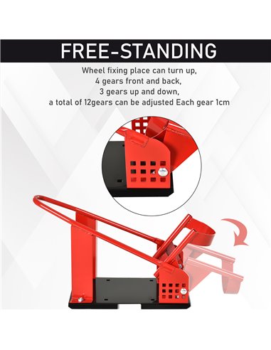 HOMCOM Motorcycle Wheel Chock 8-15.5 cm Metal Motorbike Holder Pre-Drilled Holes For Truck And Trailer AA0-073