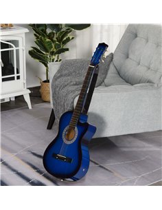 HOMCOM 38 Inch Full Size Blue Classical Acoustic Electric Guitar Kids Guitar and Junior Guitar   Premium Gloss Finish w/Case - B 2