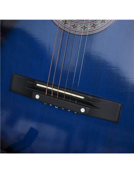 HOMCOM 38 Inch Full Size Blue Classical Acoustic Electric Guitar Kids Guitar and Junior Guitar   Premium Gloss Finish w/Case - B - pic 112740 | FastDaddyshop