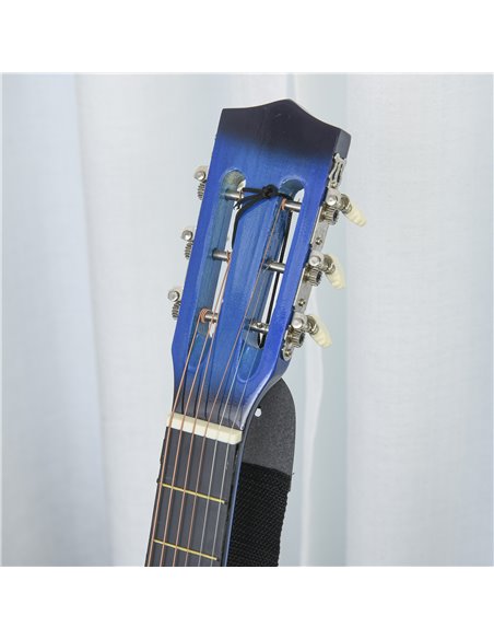 HOMCOM 38 Inch Full Size Blue Classical Acoustic Electric Guitar Kids Guitar and Junior Guitar   Premium Gloss Finish w/Case - B - pic 112741 | FastDaddyshop