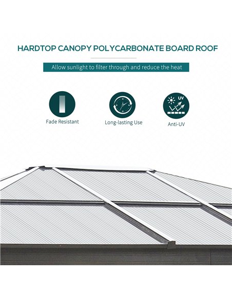 Outsunny 3.6 x 3(m) Hardtop Gazebo Canopy with Polycarbonate Roof and Aluminium Frame, Garden Pavilion with Mosquito Netting and - pic 11275 | FastDaddyshop