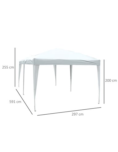 Outsunny 6x3 m Pop-Up Gazebo-White Oxford Cloth/Steel