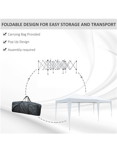 Outsunny 6x3 m Pop-Up Gazebo-White Oxford Cloth/Steel