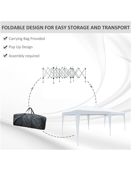 Outsunny 6x3 m Pop-Up Gazebo-White Oxford Cloth/Steel - pic 11291 | FastDaddyshop