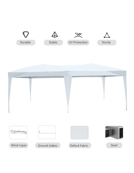 Outsunny 6x3 m Pop-Up Gazebo-White Oxford Cloth/Steel - pic 11293 | FastDaddyshop