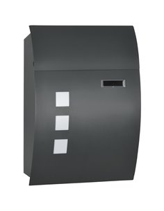 HOMCOM Wall Mounted Letter Box, Weatherproof Post Box for Outside Wall, Modern Mailbox with 2 Keys and Nameplate, Anthracite Gre