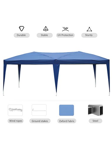 Outsunny 6x3 m Pop-Up Gazebo-Blue Oxford Cloth/Steel