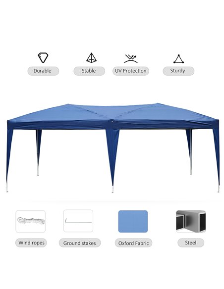 Outsunny 6x3 m Pop-Up Gazebo-Blue Oxford Cloth/Steel - pic 11301 | FastDaddyshop