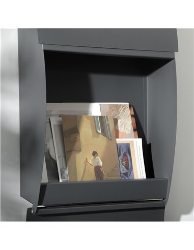 HOMCOM Wall Mounted Letter Box, Weatherproof Post Box for Outside Wall, Modern Mailbox with 2 Keys and Nameplate, Anthracite Gre