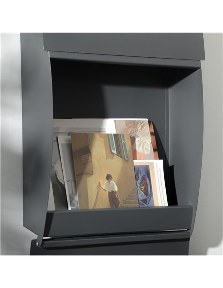 HOMCOM Wall Mounted Letter Box, Weatherproof Post Box for Outside Wall, Modern Mailbox with 2 Keys and Nameplate, Anthracite Gre - pic 113010 | FastDaddyshop