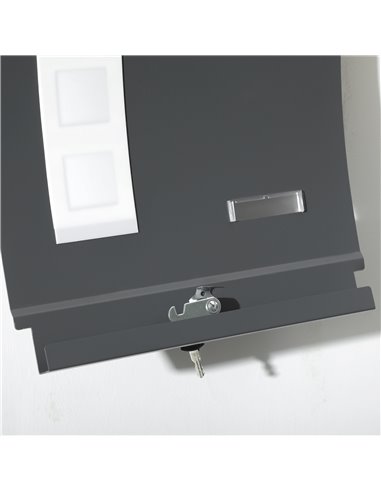 HOMCOM Wall Mounted Letter Box, Weatherproof Post Box for Outside Wall, Modern Mailbox with 2 Keys and Nameplate, Anthracite Gre