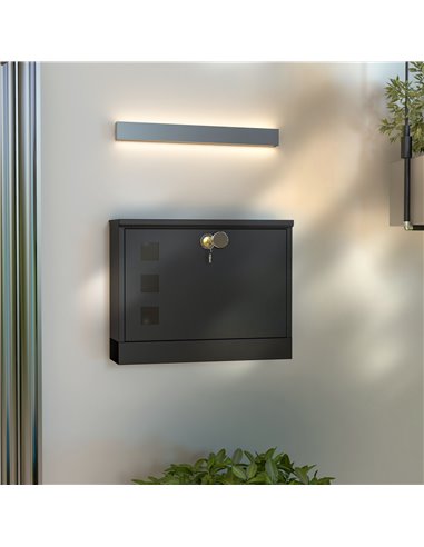 HOMCOM Wall Mounted Letterbox, Weatherproof Post Box, Modern Mailbox with 2 Keys and Viewing Windows, Easy to Install B80-015V00