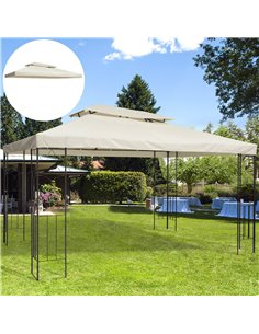 Outsunny 3x4m Gazebo Replacement Roof Canopy 2 Tier Top UV Cover, Cream (TOP ONLY) 2