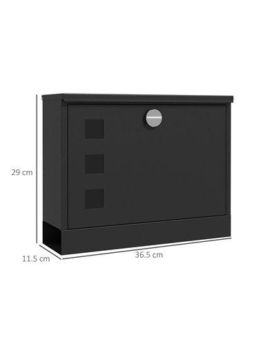 HOMCOM Wall Mounted Letterbox, Weatherproof Post Box, Modern Mailbox with 2 Keys and Viewing Windows, Easy to Install B80-015V00