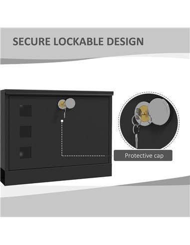 HOMCOM Wall Mounted Letterbox, Weatherproof Post Box, Modern Mailbox with 2 Keys and Viewing Windows, Easy to Install B80-015V00