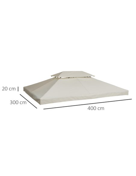 Outsunny 3x4m Gazebo Replacement Roof Canopy 2 Tier Top UV Cover Garden Patio Outdoor Sun Awning Shelters Cream (TOP ONLY) - pic 11306 | FastDaddyshop