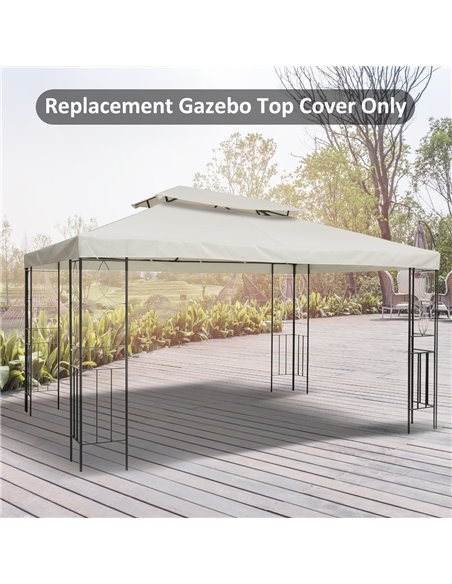 Outsunny 3x4m Gazebo Replacement Roof Canopy 2 Tier Top UV Cover Garden Patio Outdoor Sun Awning Shelters Cream (TOP ONLY) - pic 11307 | FastDaddyshop