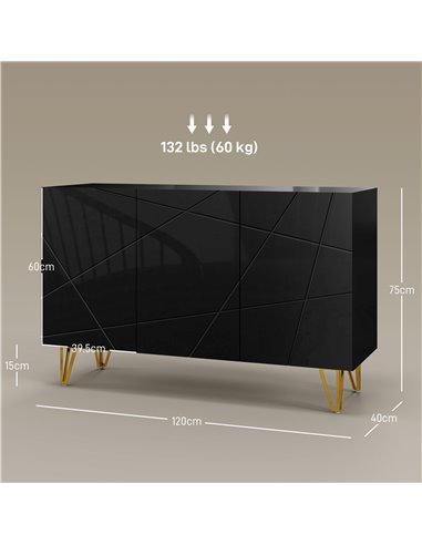 HOMCOM Modern Luxe High Gloss Sideboard, with Hairpin Legs - White 839-935V80BK