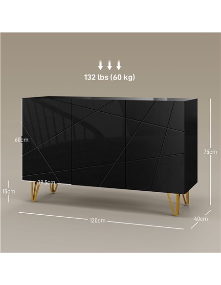 HOMCOM Modern Luxe High Gloss Sideboard, with Hairpin Legs - White 839-935V80BK - pic 113077 | FastDaddyshop
