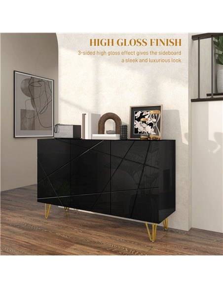 HOMCOM Modern Luxe High Gloss Sideboard, with Hairpin Legs - White 839-935V80BK - pic 113078 | FastDaddyshop
