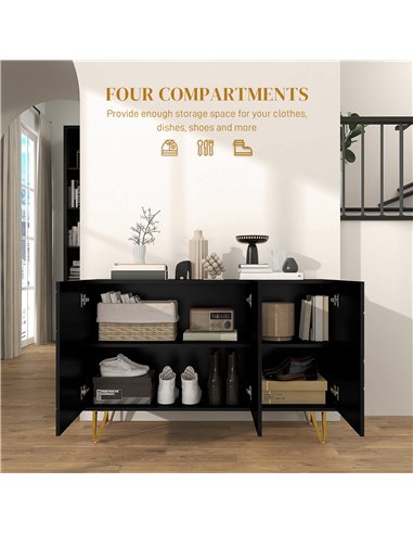 HOMCOM Modern Luxe High Gloss Sideboard, with Hairpin Legs - White 839-935V80BK