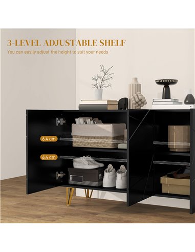 HOMCOM Modern Luxe High Gloss Sideboard, with Hairpin Legs - White 839-935V80BK