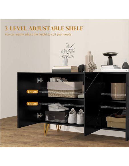 HOMCOM Modern Luxe High Gloss Sideboard, with Hairpin Legs - White 839-935V80BK - pic 113080 | FastDaddyshop